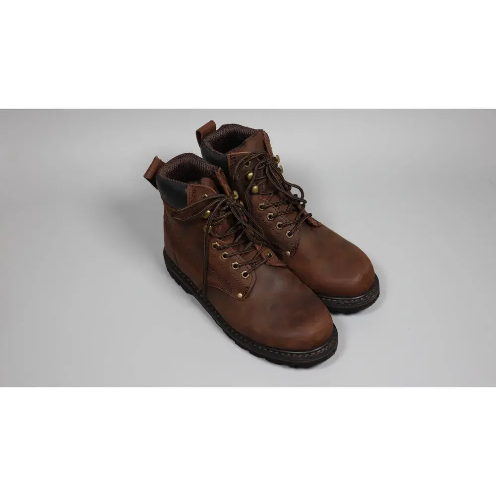 Ever Boot for Men Leather Boots for Construction Rubber Darkbrown Size 8.5